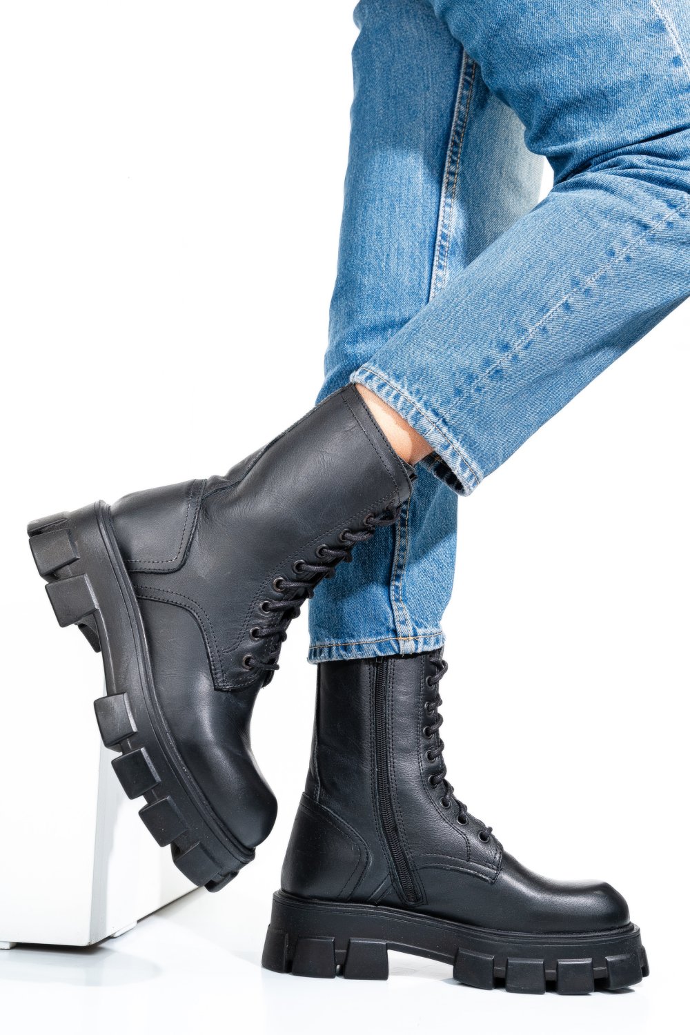 GHETE NEGRE PIELE NATURALA 6S77690