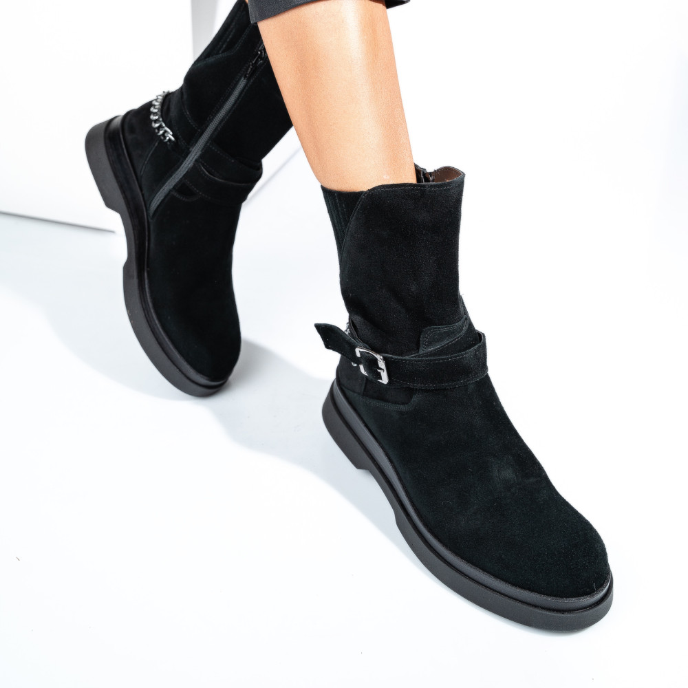 GHETE NEGRE PIELE NATURALA INTOARSA 242817SP
