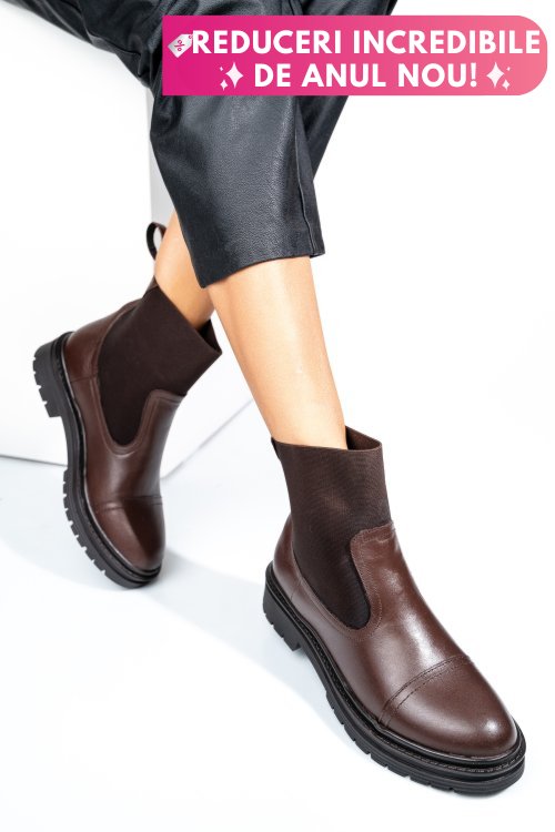 Ghete maro inchis piele naturala 9s77494