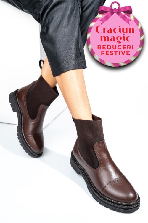 Ghete maro inchis piele naturala 9s77494