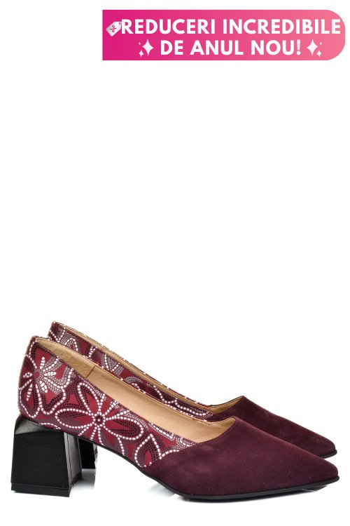 Pantofi visinii piele naturala intoarsa 5s77460