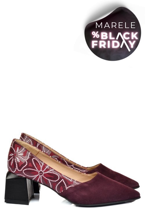 Pantofi visinii piele naturala intoarsa 5s77460