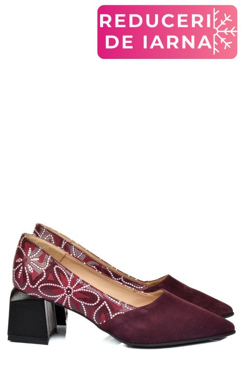 Pantofi visinii piele naturala intoarsa 5s77460