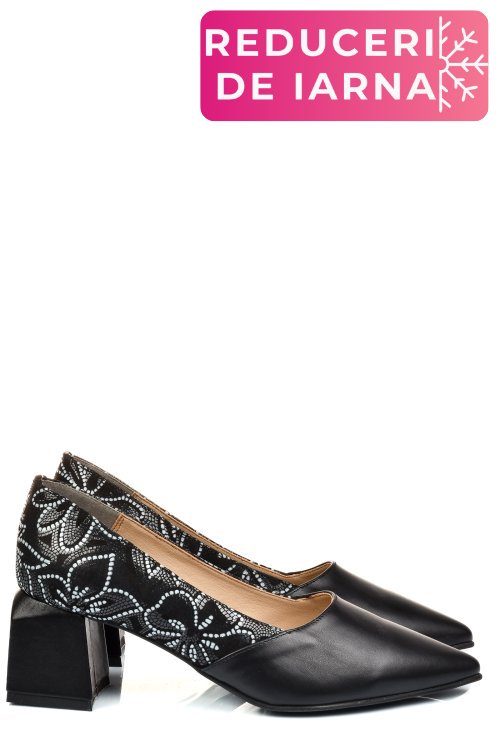 Pantofi negri piele naturala 5s77460