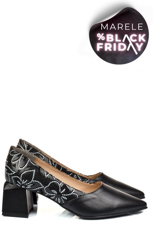 Pantofi negri piele naturala 5s77460