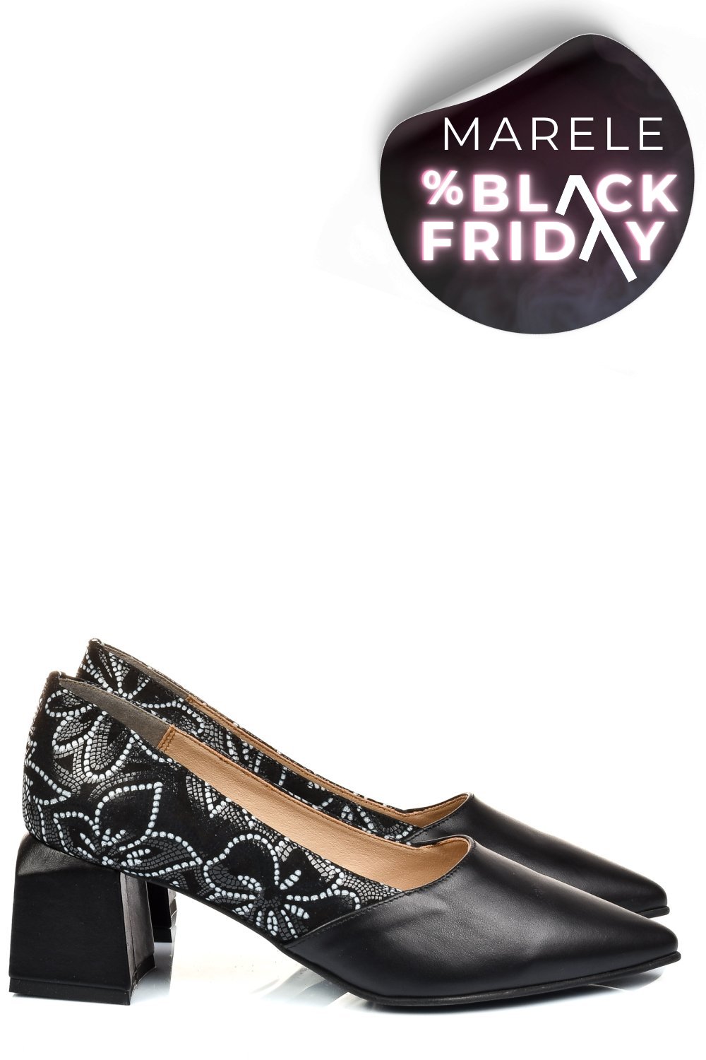 PANTOFI NEGRI PIELE NATURALA 5S77460