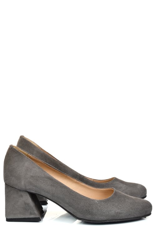 Pantofi gri piele naturala intoarsa 5s77003