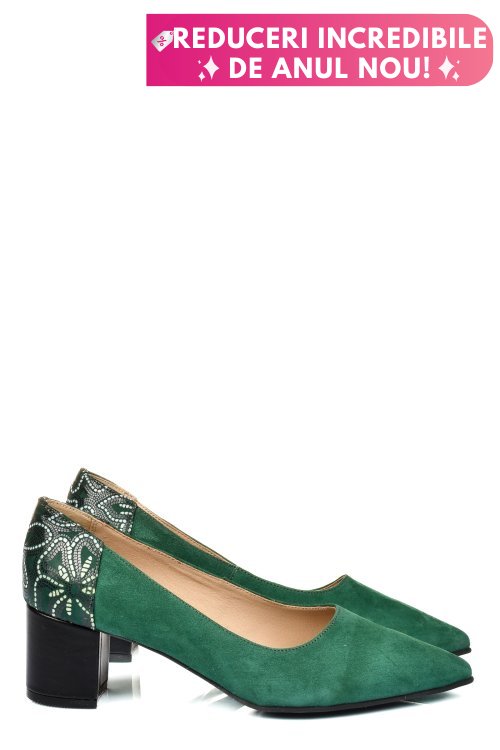 Pantofi verzi piele naturala intoarsa 5s77602