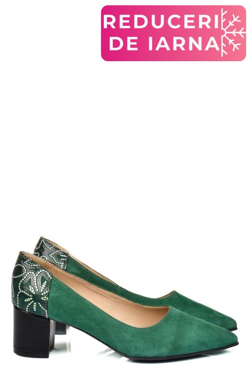 Pantofi verzi piele naturala intoarsa 5s77602