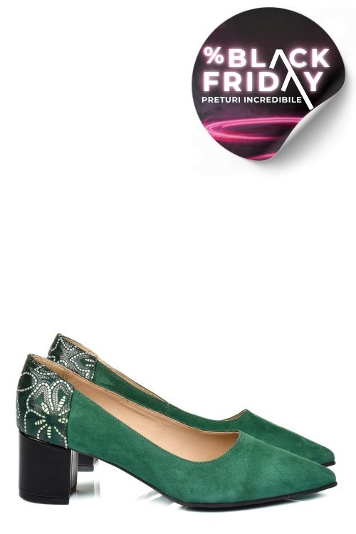 Pantofi verzi piele naturala intoarsa 5s77602