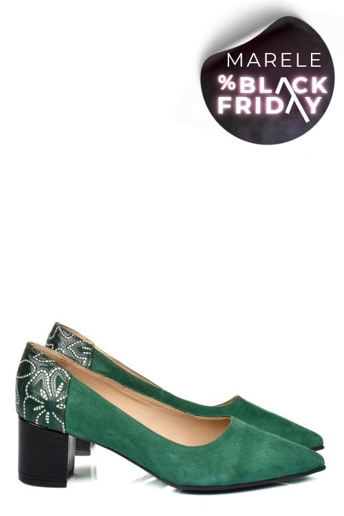 Pantofi verzi piele naturala intoarsa 5s77602