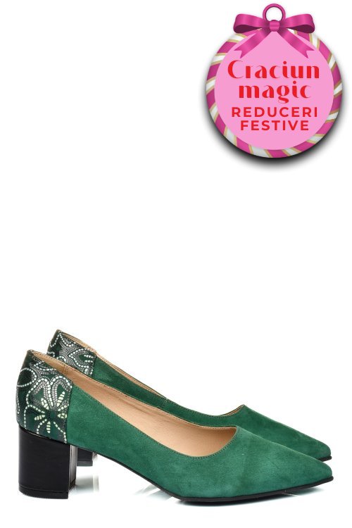 Pantofi verzi piele naturala intoarsa 5s77602