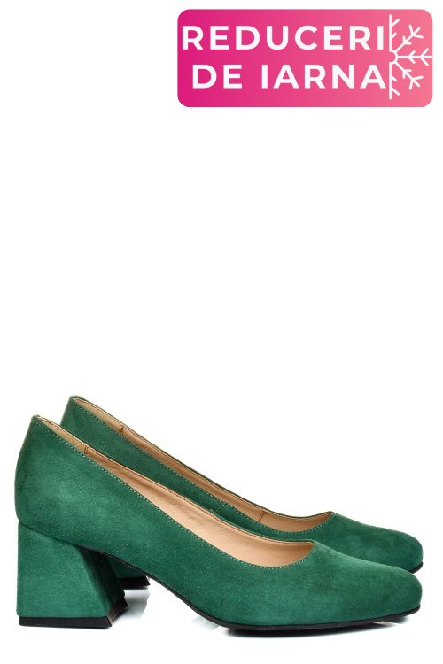 Pantofi verzde inchis piele naturala intoarsa 5s77003