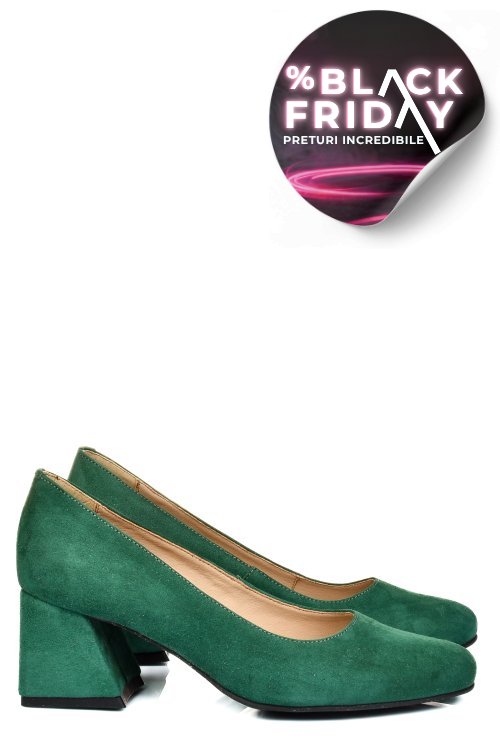 Pantofi verzi piele naturala intoarsa 5s77003