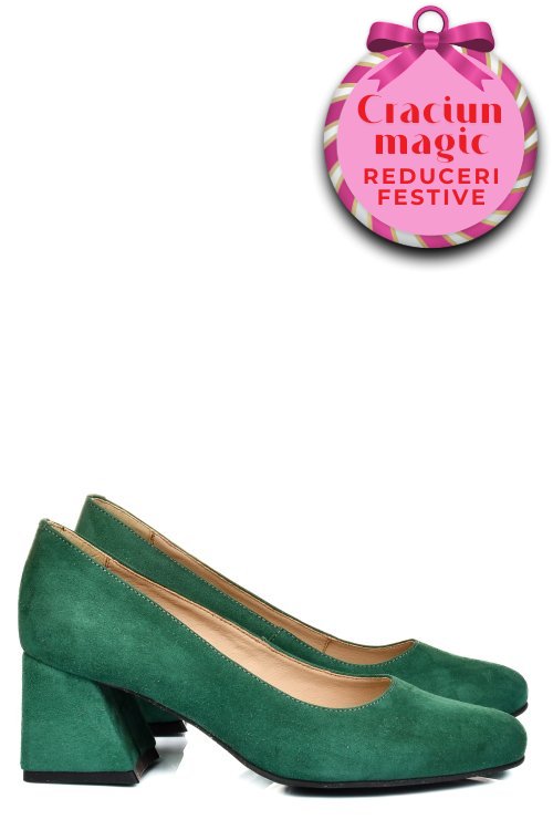 Pantofi verzi piele naturala intoarsa 5s77003