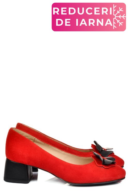 Pantofi rosii piele naturala intoarsa 5s77555