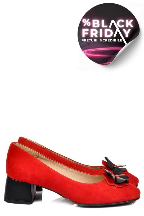 Pantofi rosii piele naturala intoarsa 5s77555