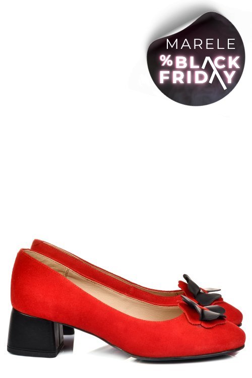 Pantofi rosii piele naturala intoarsa 5s77555