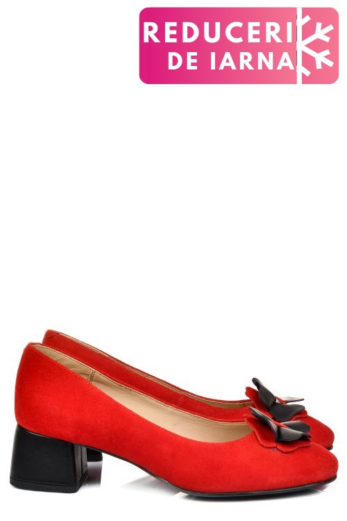 Pantofi rosii piele naturala intoarsa 5s77555