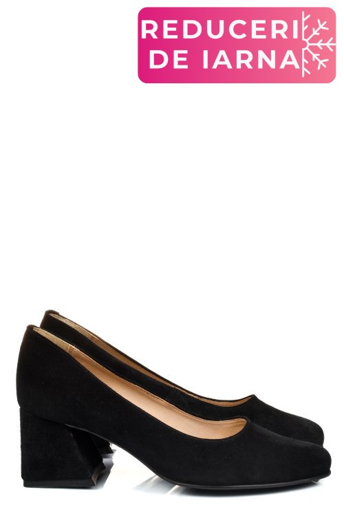 Pantofi negri piele naturala intoarsa 5s77003