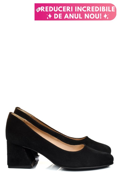 Pantofi negri piele naturala intoarsa 5s77003