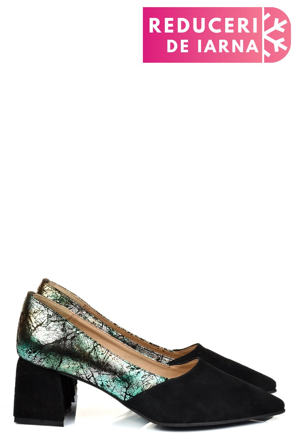 PANTOFI NEGRI FLORAL PIELE NATURALA INTOARSA 5S77460