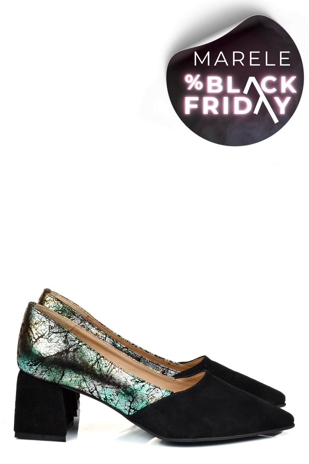 PANTOFI NEGRI FLORAL PIELE NATURALA INTOARSA 5S77460