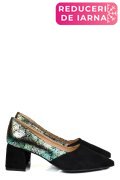 PANTOFI NEGRI FLORAL PIELE NATURALA INTOARSA 5S77460