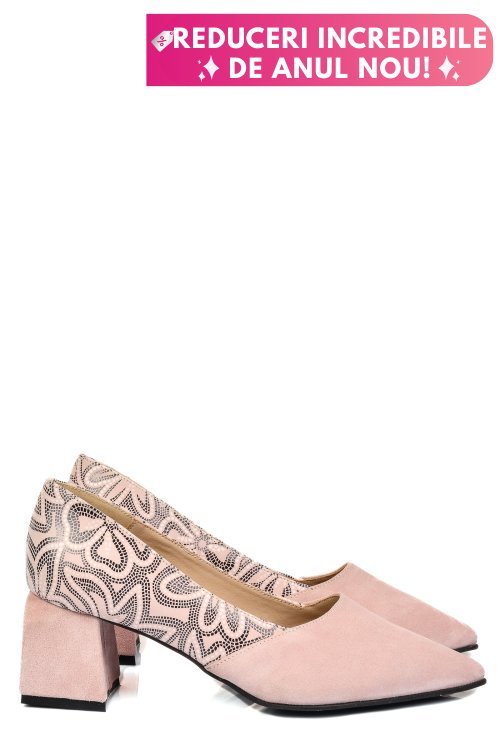 Pantofi roz piele naturala intoarsa 5s77460