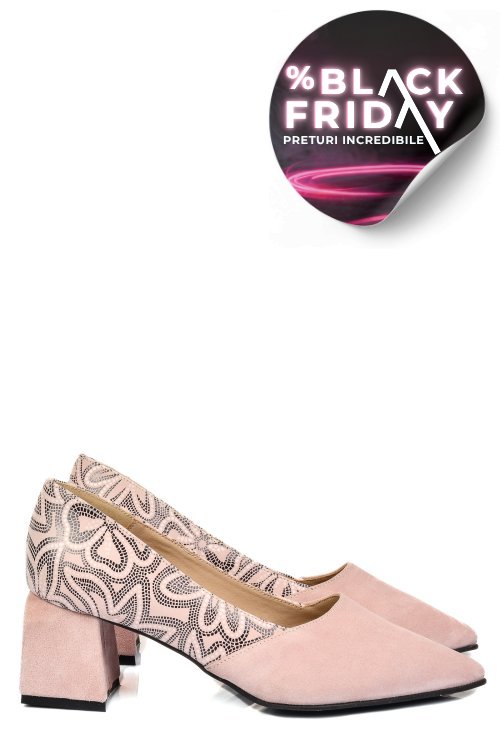 Pantofi roz piele naturala intoarsa 5s77460