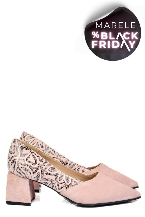 Pantofi roz piele naturala intoarsa 5s77460