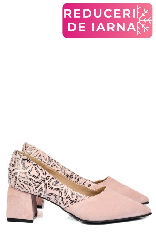 Pantofi roz piele naturala intoarsa 5s77460