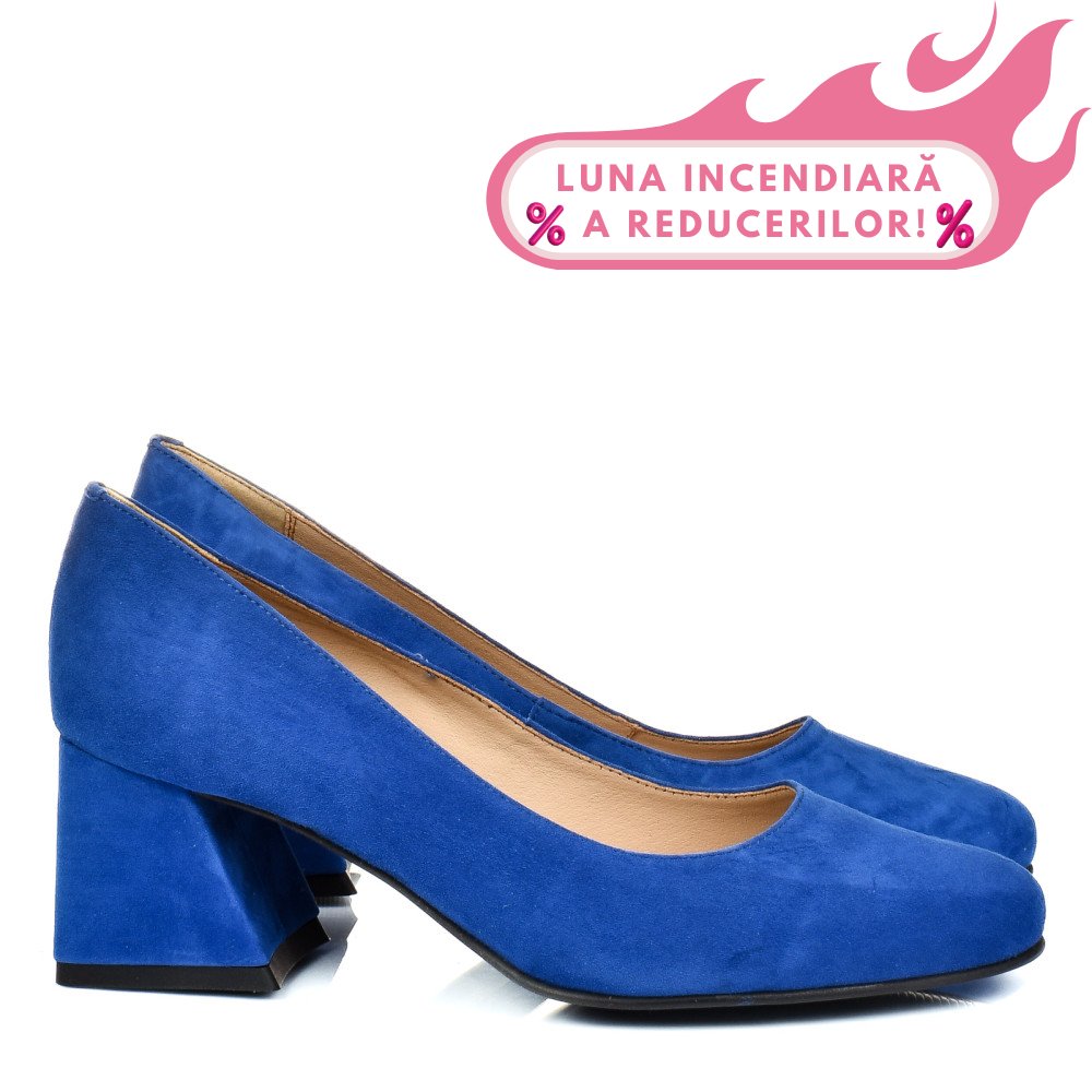 PANTOFI ALBASTRI PIELE NATURALA INTOARSA 5S77003