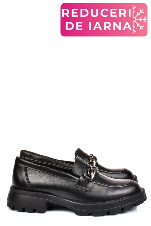 Mocasini negri piele naturala 251616np