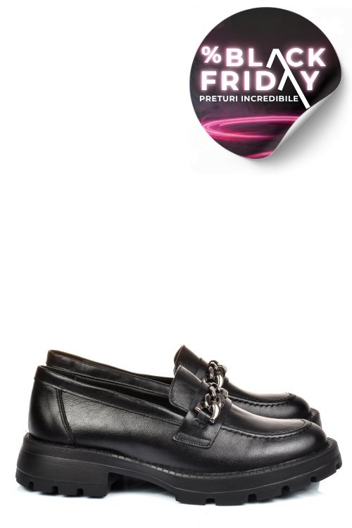 Mocasini negri piele naturala 251616np