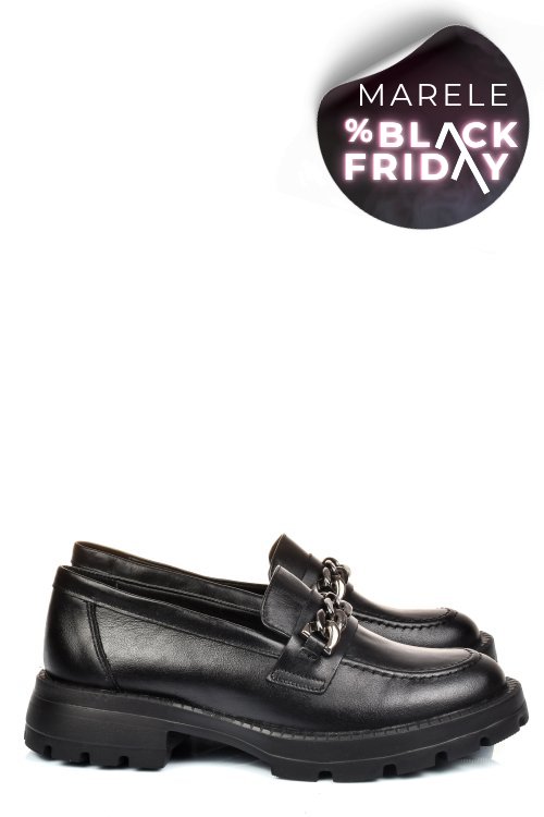 Mocasini negri piele naturala 251616np