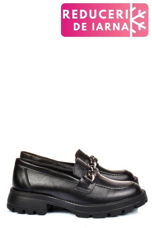 Mocasini negri piele naturala 251616np