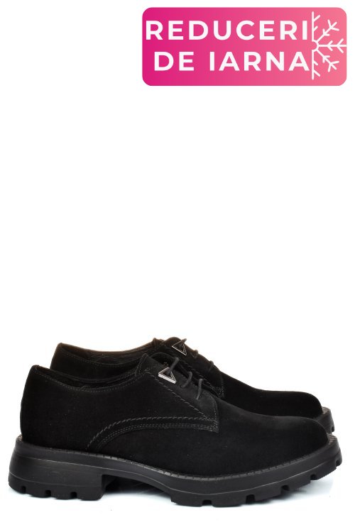 Pantofi negri piele naturala intoarsa 251615sp
