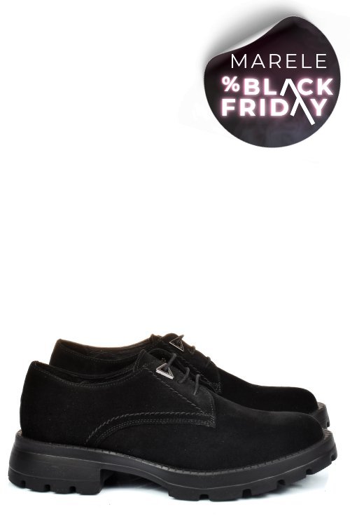 Pantofi negri piele naturala intoarsa 251615sp