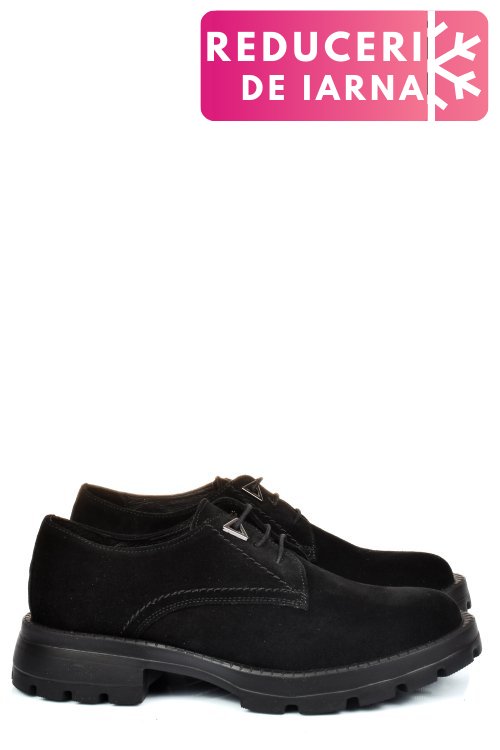 Pantofi negri piele naturala intoarsa 251615sp
