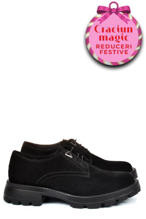 Pantofi negri piele naturala intoarsa 251615sp