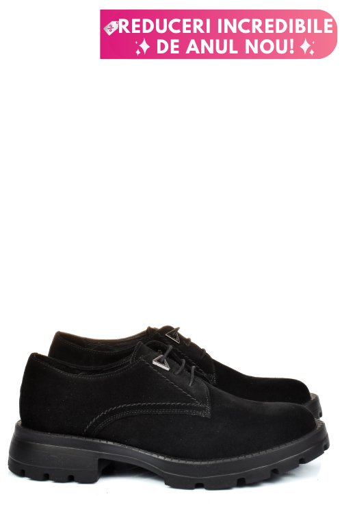 Pantofi negri piele naturala intoarsa 251615sp