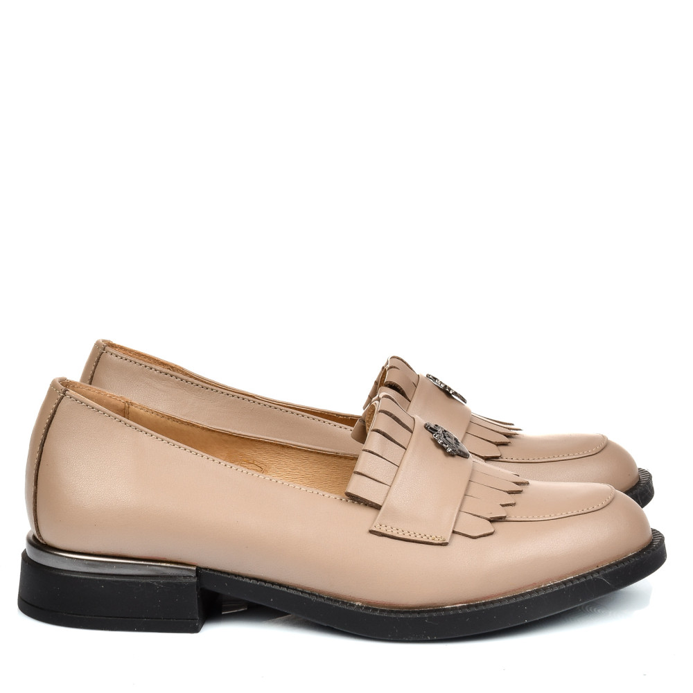 MOCASINI BEJ PIELE NATURALA 251628NP