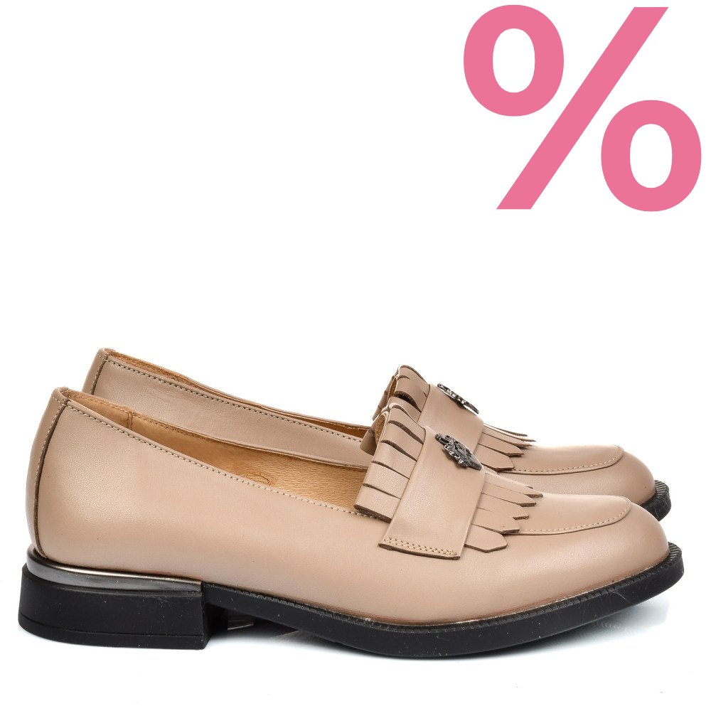 MOCASINI BEJ PIELE NATURALA 251628NP