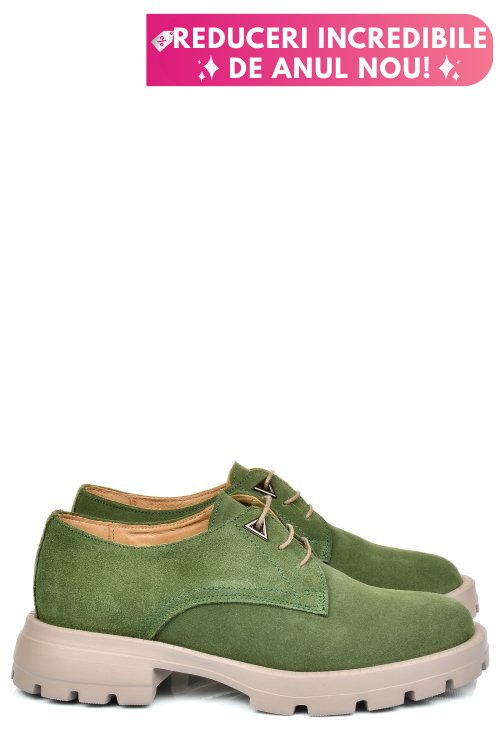 Pantofi verzi piele naturala intoarsa 251615sp