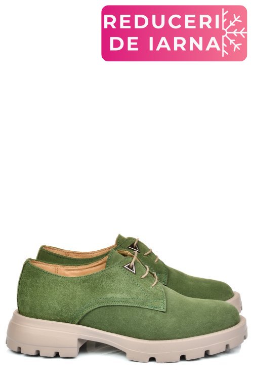 Pantofi verzi piele naturala intoarsa 251615sp