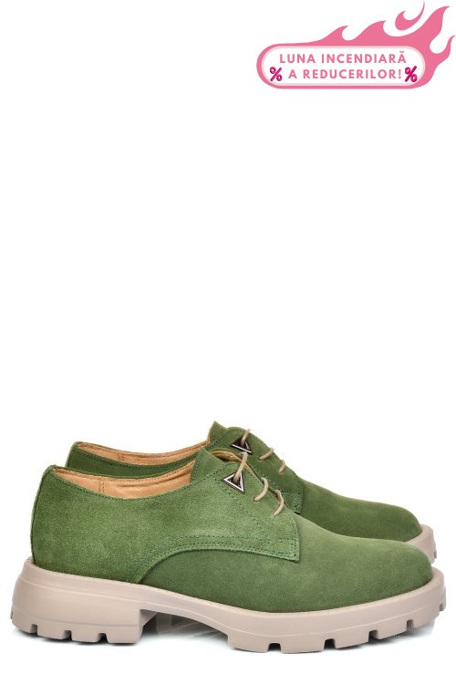 Pantofi verzi piele naturala intoarsa 251615sp