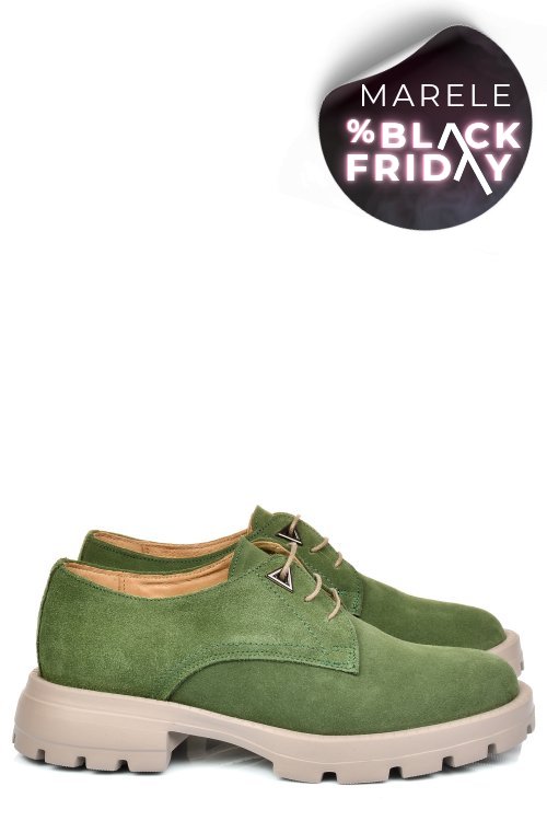 Pantofi verzi piele naturala intoarsa 251615sp