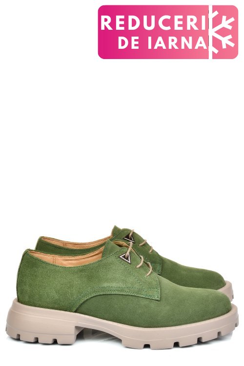 Pantofi verzi piele naturala intoarsa 251615sp