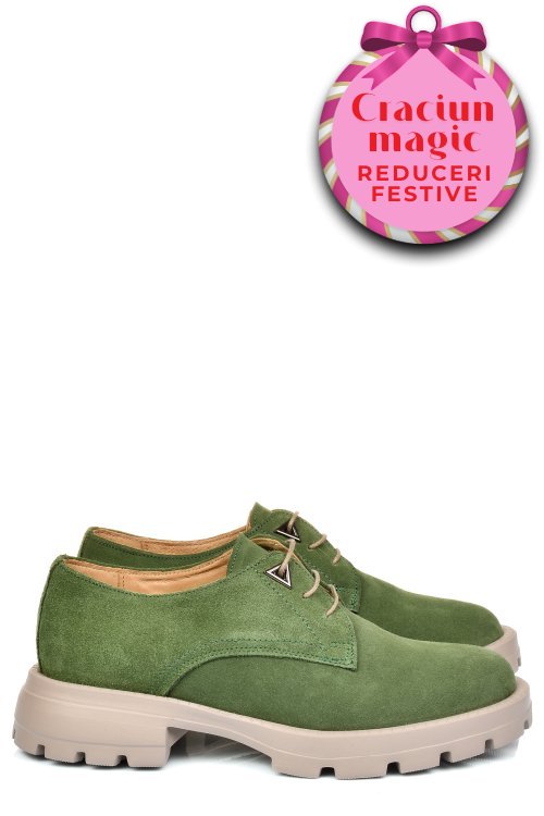 Pantofi verzi piele naturala intoarsa 251615sp